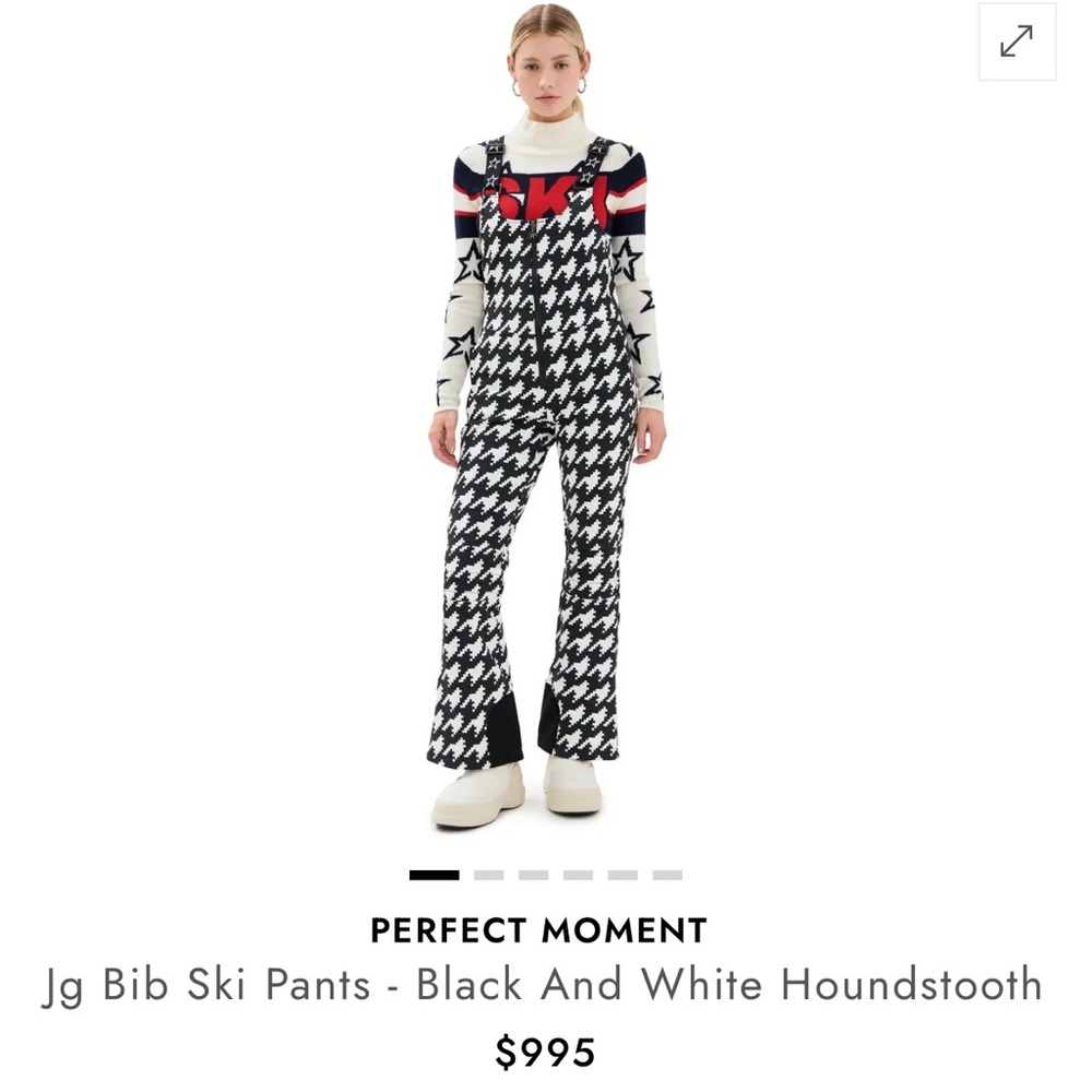 Perfect Moment Black and White Houndstooth Ski Bib